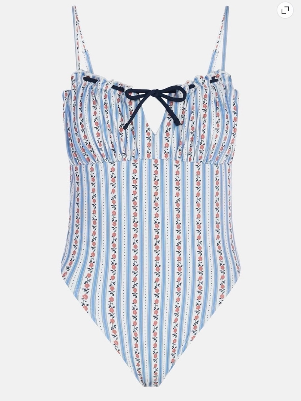 Kacey Lee NWT Blue Floral One Piece Swimsuit Size XL Open Back B22